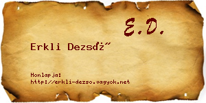 Erkli Dezső névjegykártya